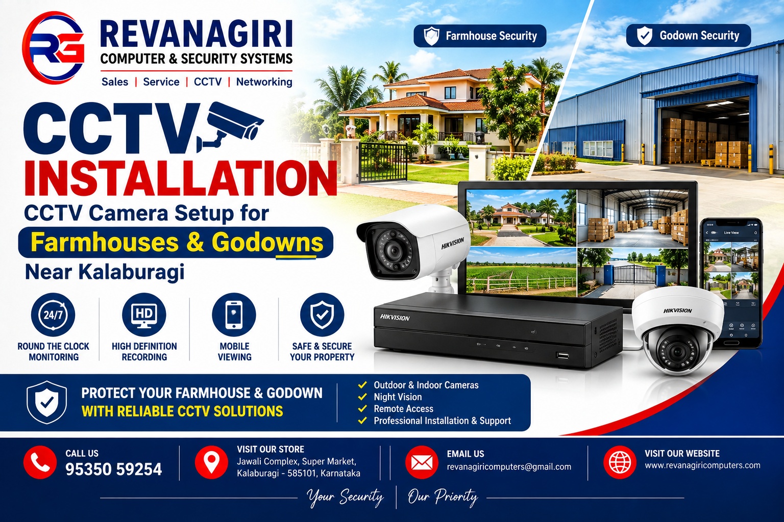 CCTV Camera Setup for Farmhouses & Godowns Near Kalaburagi
