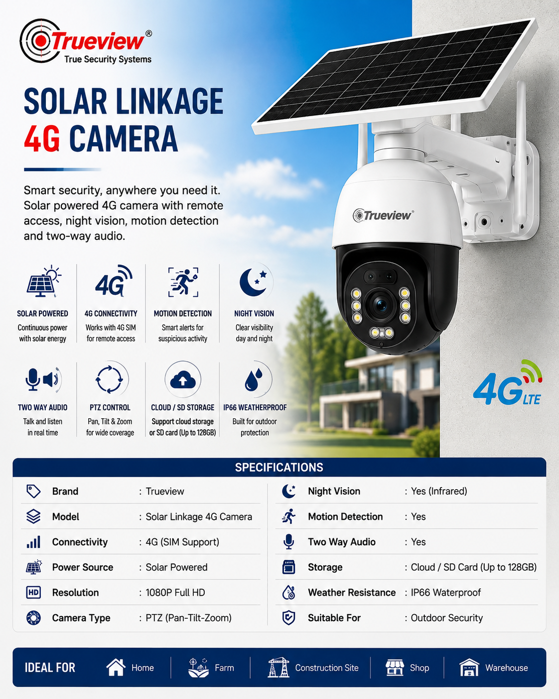 Trueview Solar Linkage 4G Security Camera