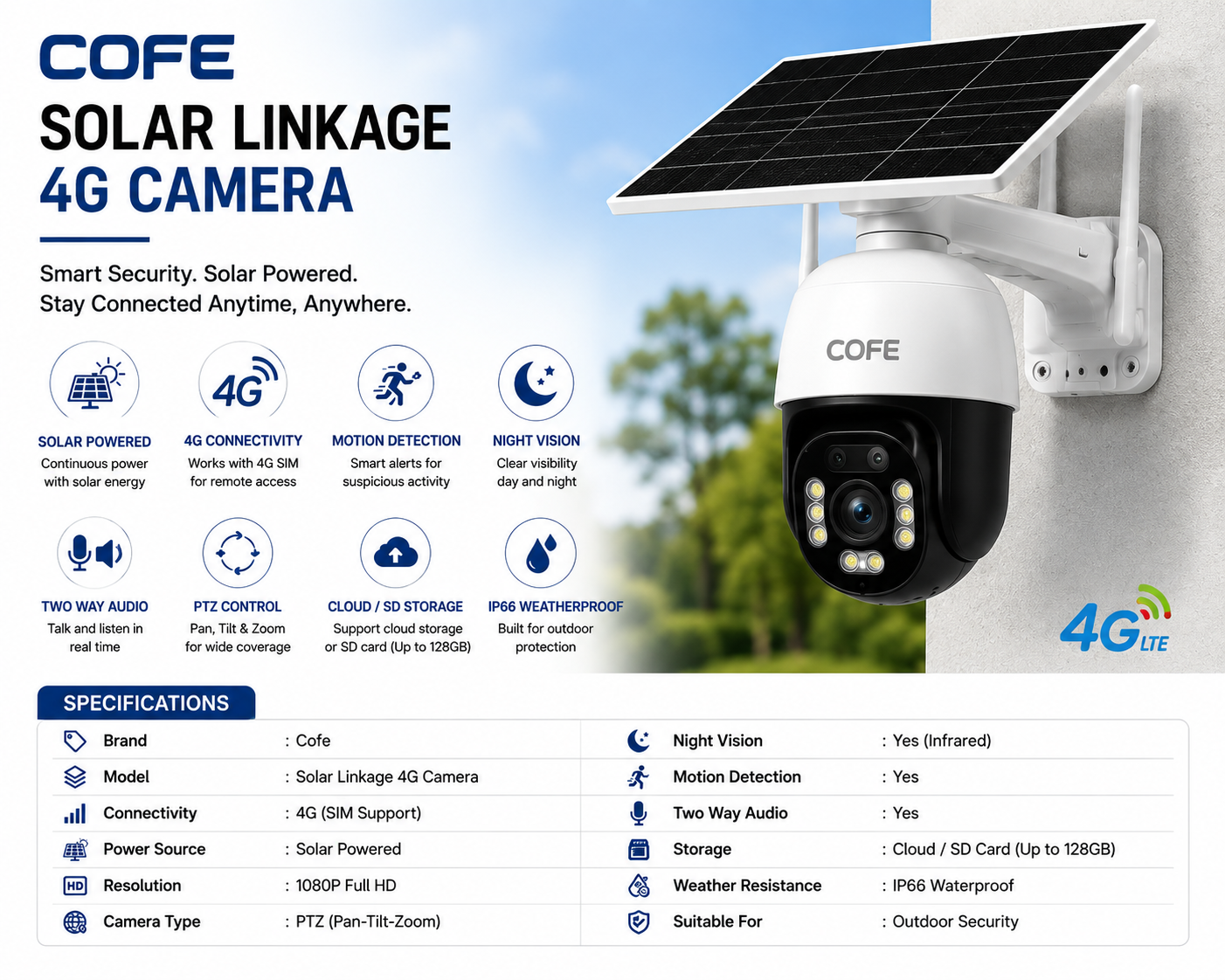Cofe Solar Linkage 4G Security Camera