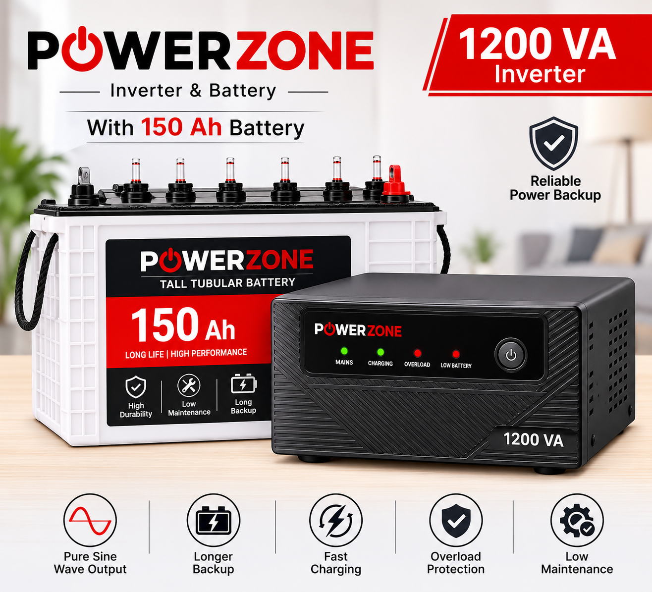 Powerzone 1200VA Inverter with 150Ah Battery