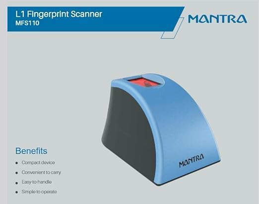 Mantra MFS110 L1 | Biometric Fingerprint USB Scanner | with C Type OTG | Latest Version with RD Services | (Metallic Blue). photo 2