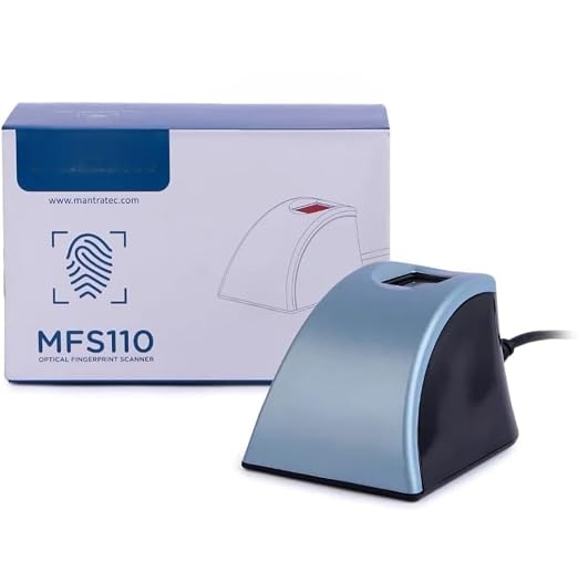 Mantra MFS110 L1 | Biometric Fingerprint USB Scanner | with C Type OTG | Latest Version with RD Services | (Metallic Blue).